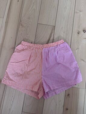 Lisa Says Gah Two-Tone Striped Pink & Coral Pull-On Shorts